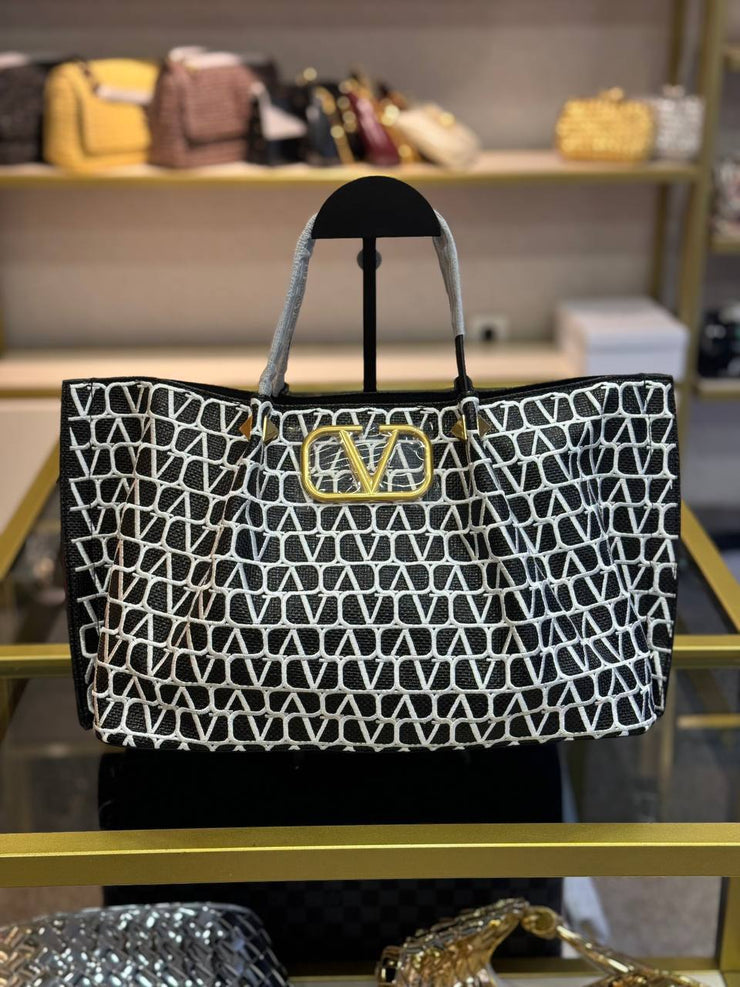 VALENTINO GARAVANI-Raffia Tote Bag 35 x 25 x 17.5 cm